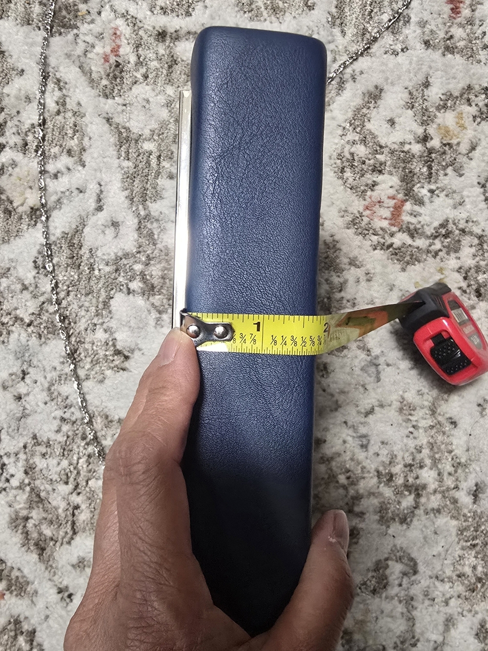 Unbranded Navy Blue, Gray Clutch Wristlet with Silver Chain Strap - Picture 16 of 17